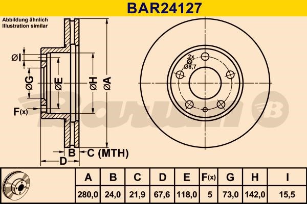 Barum BAR24127 Innenbelüftete Bremsscheibe BAR24127: Kaufen Sie zu einem guten Preis in Polen bei 2407.PL!
