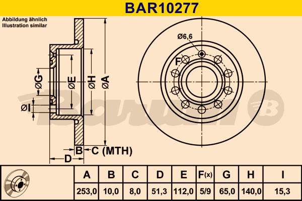 Barum BAR10277 Rear brake disc, non-ventilated BAR10277: Buy near me in Poland at 2407.PL - Good price!