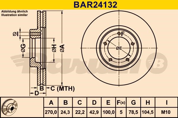Barum BAR24132 Диск гальмівний передній вентильований BAR24132: Приваблива ціна - Купити у Польщі на 2407.PL!