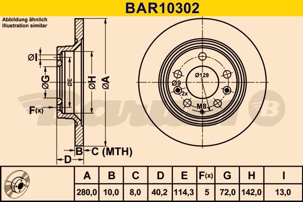 Barum BAR10302 Rear brake disc, non-ventilated BAR10302: Buy near me in Poland at 2407.PL - Good price!