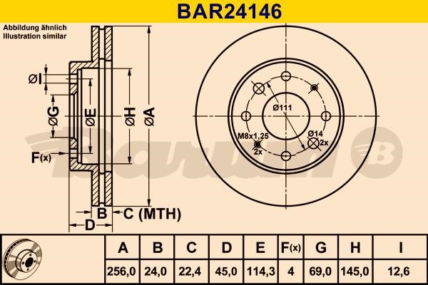 Barum BAR24146 Ventilated disc brake, 1 pcs. BAR24146: Buy near me in Poland at 2407.PL - Good price!