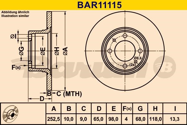 Barum BAR11115 Unbelüftete Bremsscheibe vorne BAR11115: Kaufen Sie zu einem guten Preis in Polen bei 2407.PL!