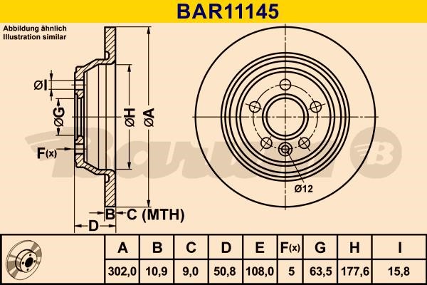 Barum BAR11145 Rear brake disc, non-ventilated BAR11145: Buy near me in Poland at 2407.PL - Good price!