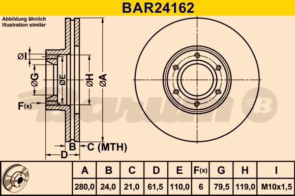 Barum BAR24162 Диск гальмівний вентильований, 1 шт. BAR24162: Купити у Польщі - Добра ціна на 2407.PL!