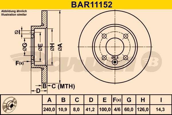 Barum BAR11152 Unventilated front brake disc BAR11152: Buy near me in Poland at 2407.PL - Good price!