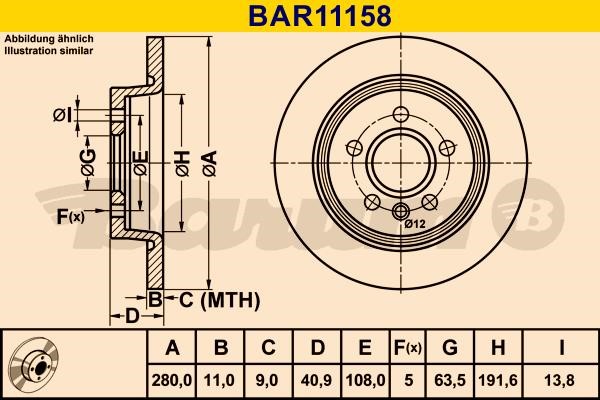 Barum BAR11158 Тормозной диск задний невентилируемый BAR11158: Отличная цена - Купить в Польше на 2407.PL!