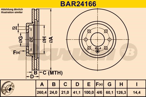 Barum BAR24166 Ventilated disc brake, 1 pcs. BAR24166: Buy near me in Poland at 2407.PL - Good price!