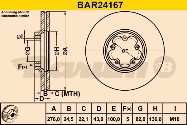 Barum BAR24167 Ventilated disc brake, 1 pcs. BAR24167: Buy near me in Poland at 2407.PL - Good price!