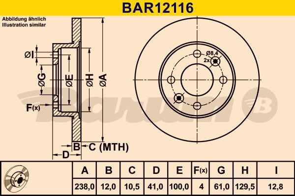 Barum BAR12116 Unventilated front brake disc BAR12116: Buy near me in Poland at 2407.PL - Good price!