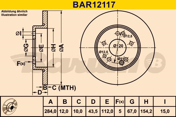 Barum BAR12117 Диск гальмівний передній невентильований BAR12117: Приваблива ціна - Купити у Польщі на 2407.PL!