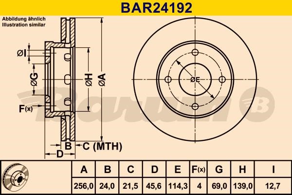 Barum BAR24192 Ventilated disc brake, 1 pcs. BAR24192: Buy near me in Poland at 2407.PL - Good price!