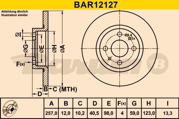 Barum BAR12127 Unventilated front brake disc BAR12127: Buy near me in Poland at 2407.PL - Good price!