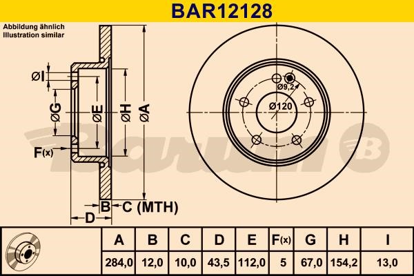 Barum BAR12128 Unventilated front brake disc BAR12128: Buy near me in Poland at 2407.PL - Good price!
