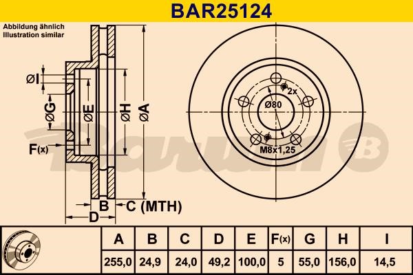 Barum BAR25124 Front brake disc ventilated BAR25124: Buy near me in Poland at 2407.PL - Good price!