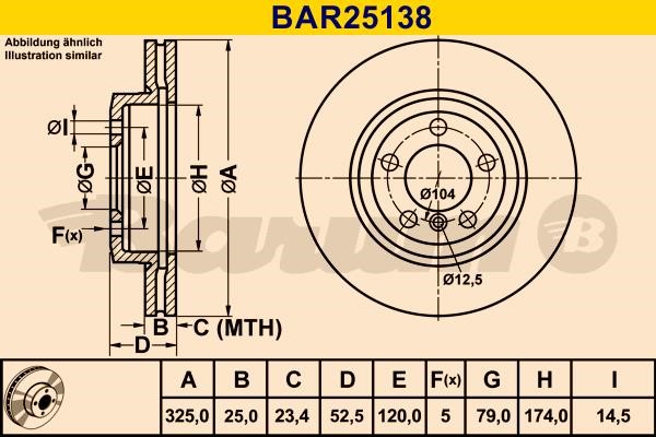 Barum BAR25138 Ventilated disc brake, 1 pcs. BAR25138: Buy near me in Poland at 2407.PL - Good price!