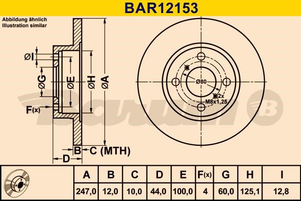Barum BAR12153 Диск гальмівний передній невентильований BAR12153: Приваблива ціна - Купити у Польщі на 2407.PL!
