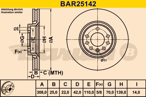 Barum BAR25142 Ventilated disc brake, 1 pcs. BAR25142: Buy near me in Poland at 2407.PL - Good price!