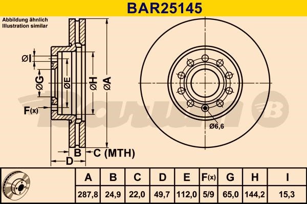 Barum BAR25145 Ventilated disc brake, 1 pcs. BAR25145: Buy near me in Poland at 2407.PL - Good price!