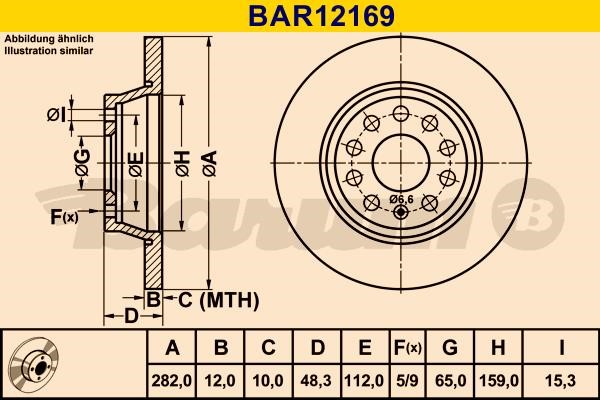 Barum BAR12169 Диск гальмівний задній невентильований BAR12169: Приваблива ціна - Купити у Польщі на 2407.PL!
