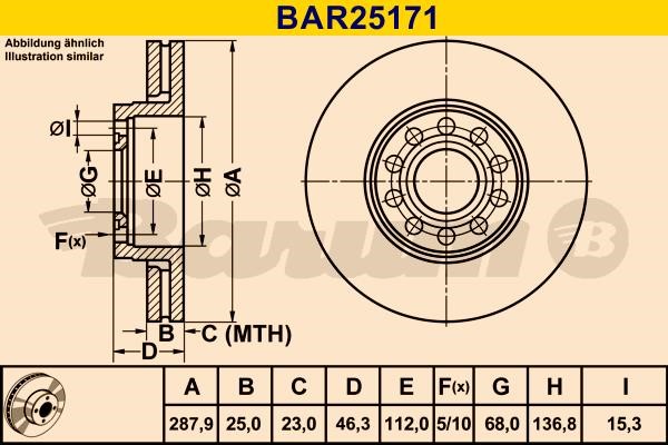 Barum BAR25171 Innenbelüftete Bremsscheibe BAR25171: Kaufen Sie zu einem guten Preis in Polen bei 2407.PL!