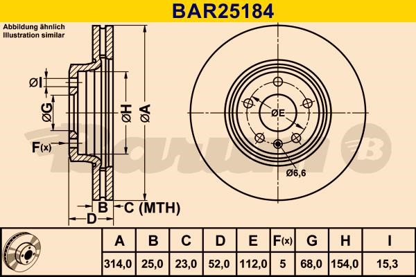 Barum BAR25184 Ventilated disc brake, 1 pcs. BAR25184: Buy near me in Poland at 2407.PL - Good price!