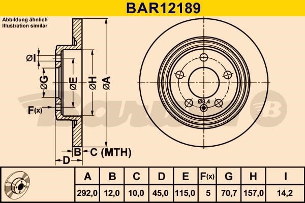 Barum BAR12189 Unventilated brake disc BAR12189: Buy near me in Poland at 2407.PL - Good price!