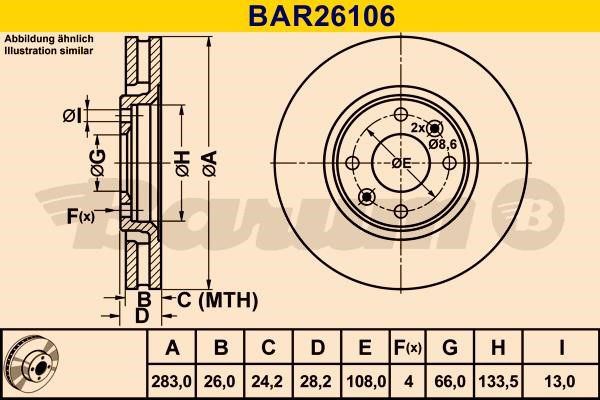 Barum BAR26106 Ventilated disc brake, 1 pcs. BAR26106: Buy near me at 2407.PL in Poland at an Affordable price!