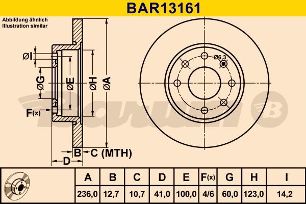 Barum BAR13161 Unventilated front brake disc BAR13161: Buy near me in Poland at 2407.PL - Good price!