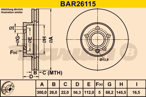 Barum BAR26115 Ventilated disc brake, 1 pcs. BAR26115: Buy near me in Poland at 2407.PL - Good price!