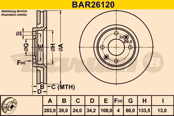 Barum BAR26120 Ventilated disc brake, 1 pcs. BAR26120: Buy near me in Poland at 2407.PL - Good price!