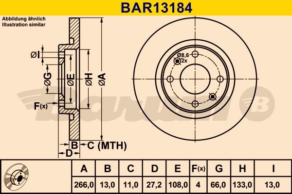 Barum BAR13184 Unbelüftete Bremsscheibe vorne BAR13184: Kaufen Sie zu einem guten Preis in Polen bei 2407.PL!