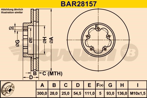 Barum BAR28157 Front brake disc ventilated BAR28157: Buy near me in Poland at 2407.PL - Good price!