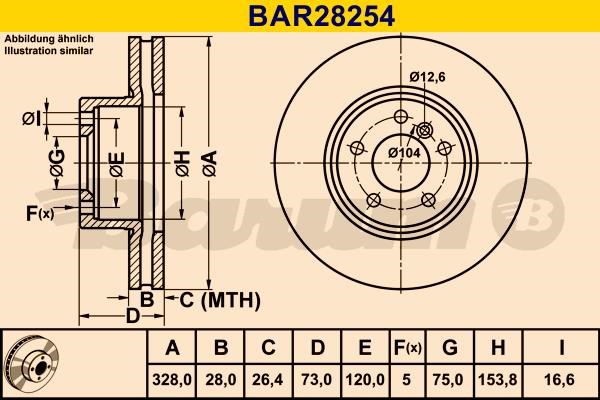 Barum BAR28254 Ventilated disc brake, 1 pcs. BAR28254: Buy near me in Poland at 2407.PL - Good price!