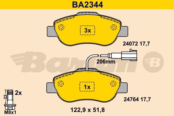 Barum BA2344 Brake Pad Set, disc brake BA2344: Buy near me in Poland at 2407.PL - Good price!