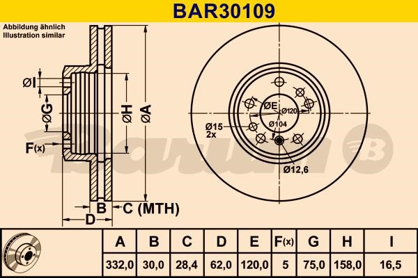 Barum BAR30109 Ventilated disc brake, 1 pcs. BAR30109: Buy near me in Poland at 2407.PL - Good price!