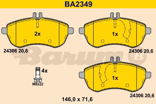 Barum BA2349 Тормозные колодки дисковые, комплект BA2349: Отличная цена - Купить в Польше на 2407.PL!