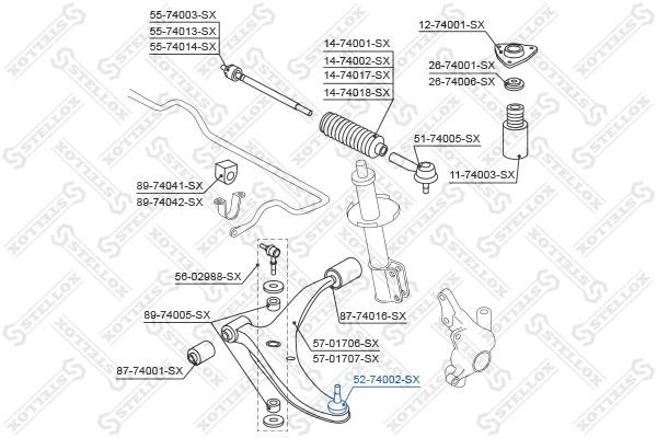 Stellox 52-74002-SX Ball joint 5274002SX: Buy near me in Poland at 2407.PL - Good price!
