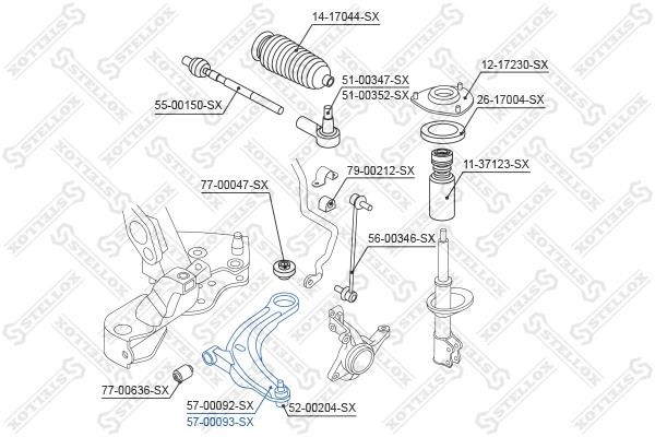 Stellox 57-00093-SX Suspension arm front right 5700093SX: Buy near me in Poland at 2407.PL - Good price!