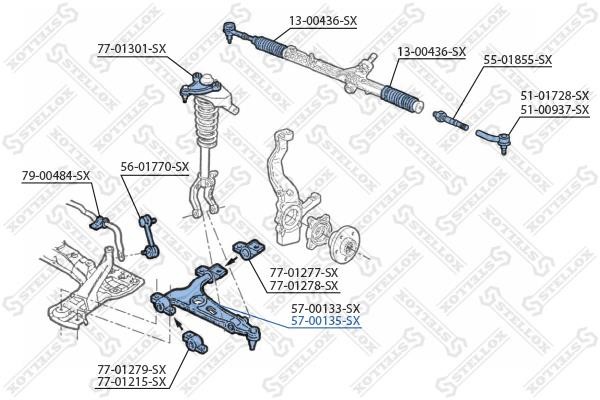 Stellox 57-00135-SX Suspension arm front lower right 5700135SX: Buy near me in Poland at 2407.PL - Good price!