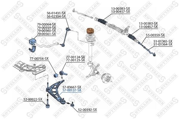 Stellox 57-00137-SX Suspension arm front lower right 5700137SX: Buy near me in Poland at 2407.PL - Good price!