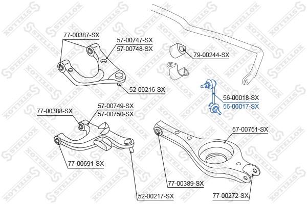 Stellox 56-00017-SX Стійка стабілізатора заднього права 5600017SX: Приваблива ціна - Купити у Польщі на 2407.PL!