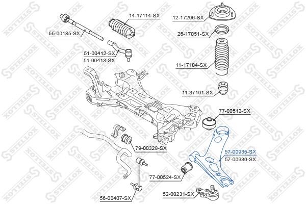 Stellox 57-00935-SX Suspension arm, front left 5700935SX: Buy near me in Poland at 2407.PL - Good price!
