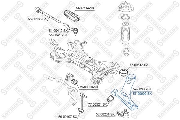 Stellox 57-00999-SX Suspension arm front lower right 5700999SX: Buy near me in Poland at 2407.PL - Good price!