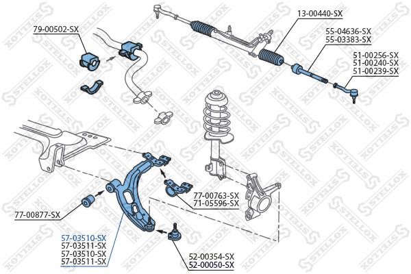 Stellox 57-03510-SX Suspension arm, front left 5703510SX: Buy near me in Poland at 2407.PL - Good price!