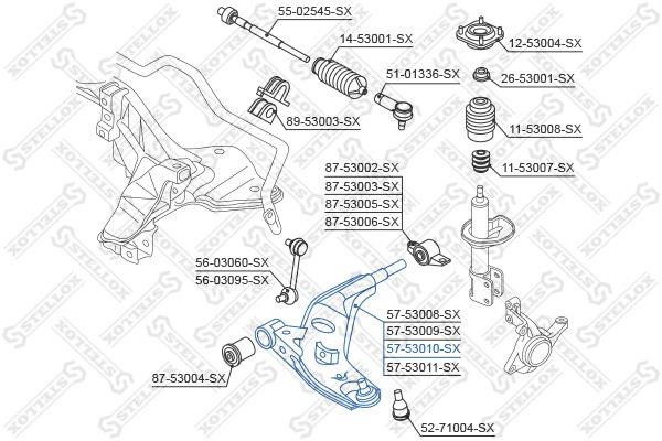 Stellox 57-53010-SX Suspension arm front right 5753010SX: Buy near me in Poland at 2407.PL - Good price!