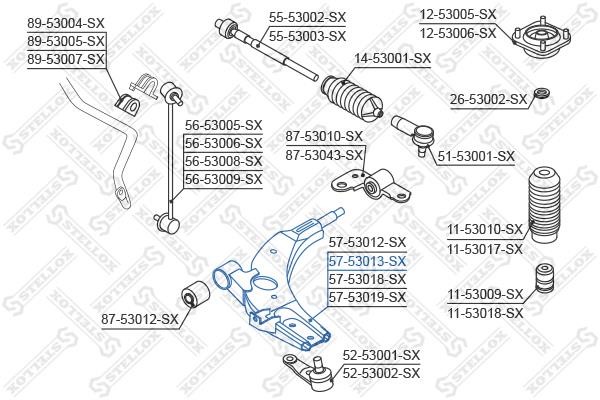Stellox 57-53013-SX Suspension arm front lower left 5753013SX: Buy near me at 2407.PL in Poland at an Affordable price!