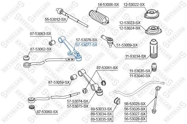 Stellox 57-53077-SX Suspension arm front right 5753077SX: Buy near me in Poland at 2407.PL - Good price!