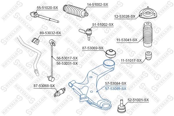 Stellox 57-53085-SX Suspension arm front right 5753085SX: Buy near me at 2407.PL in Poland at an Affordable price!