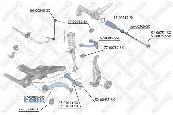 Stellox 57-03858-SX Suspension arm front lower right 5703858SX: Buy near me in Poland at 2407.PL - Good price!
