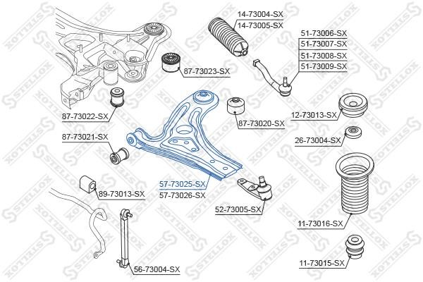 Stellox 57-73025-SX Suspension arm, front left 5773025SX: Buy near me in Poland at 2407.PL - Good price!